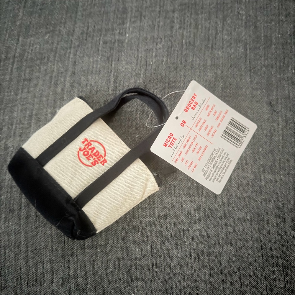 Trader Joe's Micro Tote Navy Blue and Cream Canvas